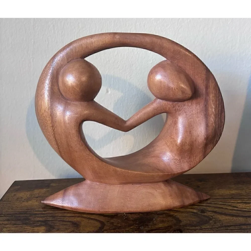Vintage Hand Carved Suar Wood Sculpture, 